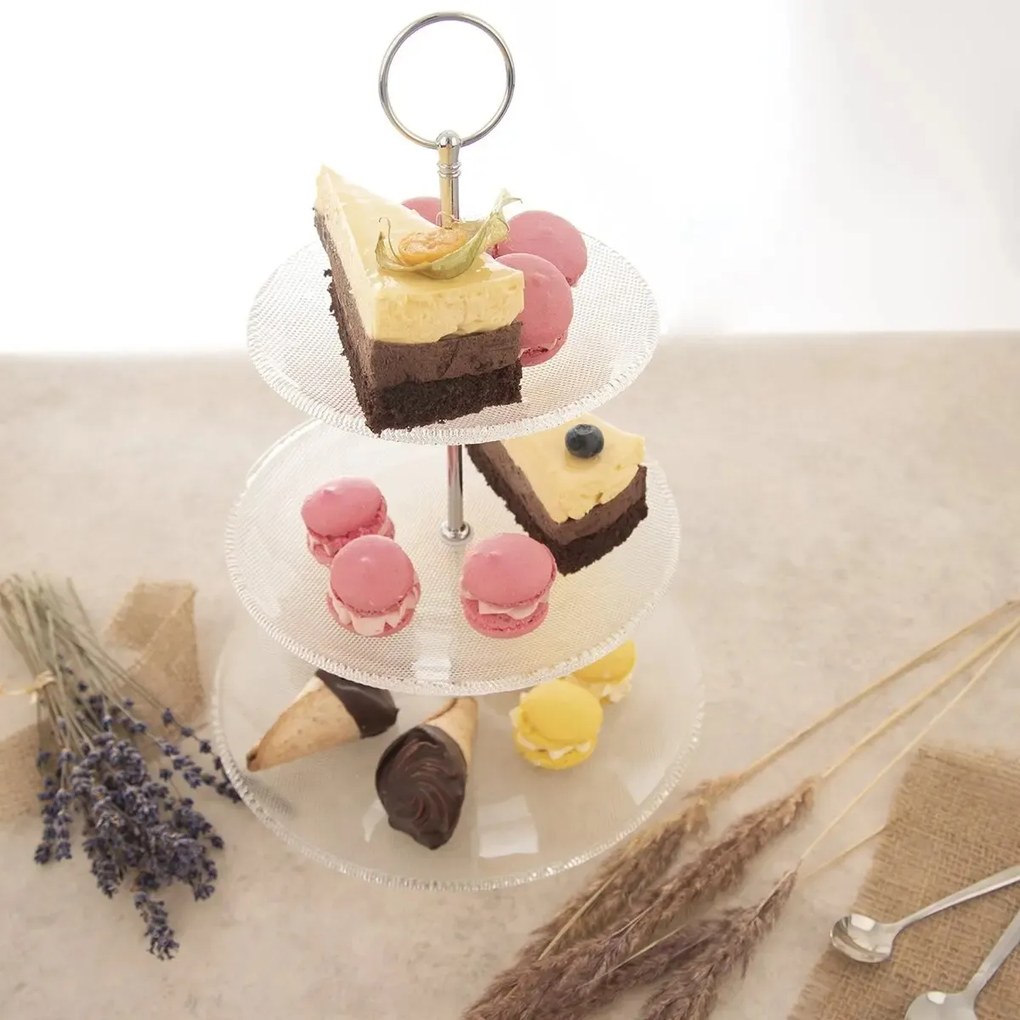 Orion Ema üveg tálalóállvány, 3 szintes