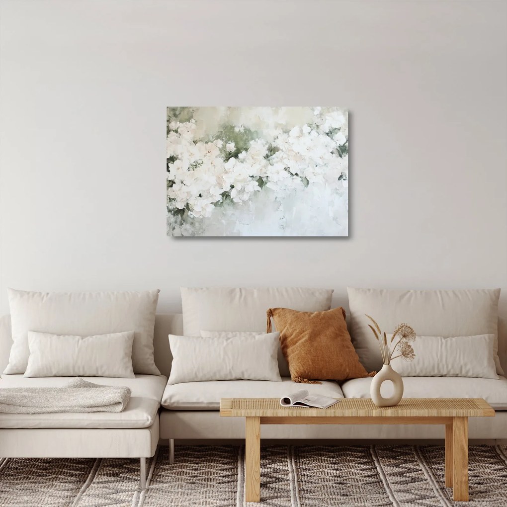 Üveg kép - Fehér virág absztrakció (70x50 cm)