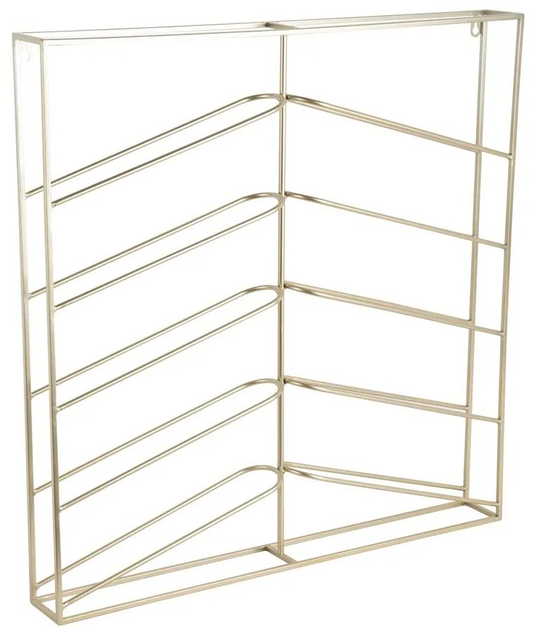 Aranyszínű fali fém bortartó polcos állvány, palackok száma 10 67x66x7,5 cm Cuadro – PT LIVING