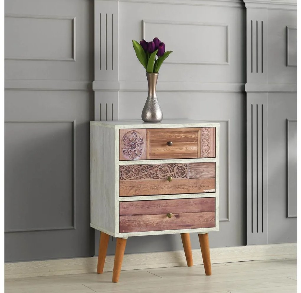 LIZA komód 68x50 fehér/barna