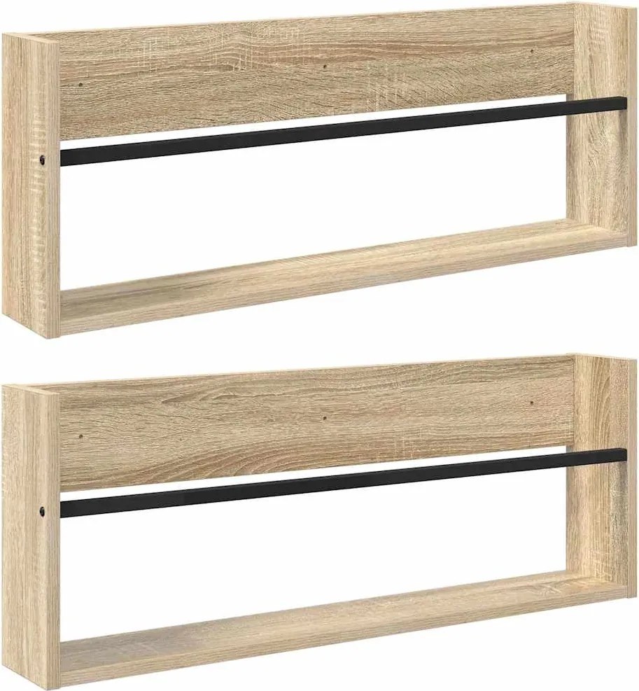 vidaXL Magazin állvány 2 pcs Sonoma tölgy 80 x 12 x 30 cm Faanyag