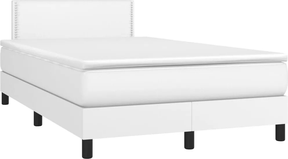 vidaXL fehér műbőr rugós ágy matraccal 120x190 cm