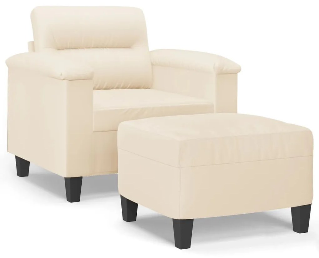 bézs mikroszálas szövet kanapéfotel lábtartóval 60 cm