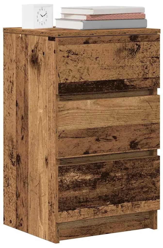 2 db antik fa éjjeliszekrények 3 fiókkal 39x35x65 cm