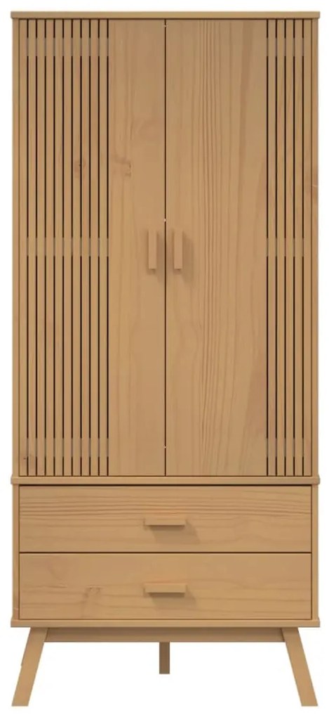 OLDEN barna tömör fenyőfa gardrób 76,5 x 53 x 172 cm