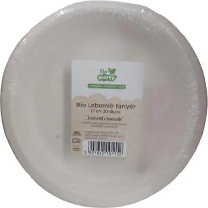 Tányér, PLA, lebomló, 17 cm, 20 db (KHMU265)