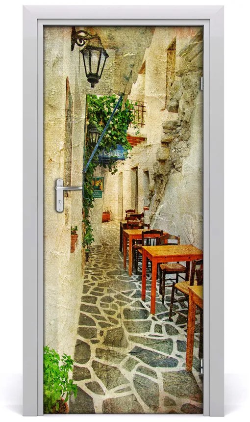 Poszter tapéta ajtóra görög taverna 95x205 cm
