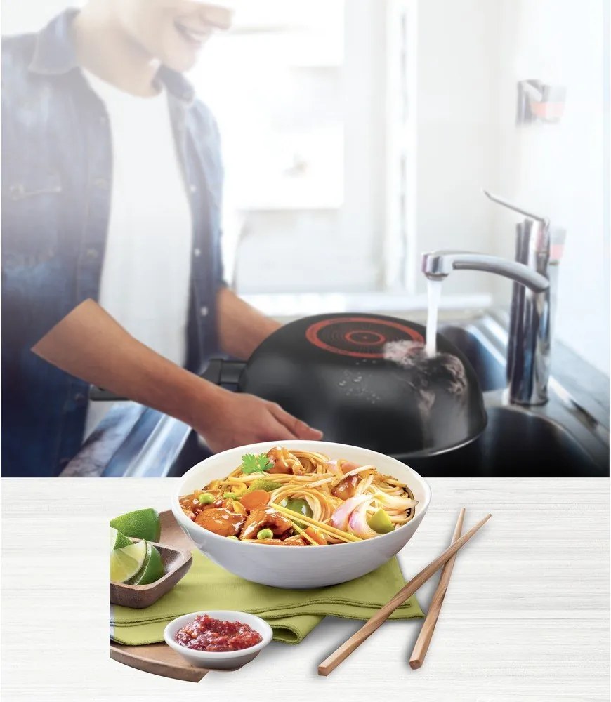Wok serpenyő tapadásmentes felülettel ø 28 cm Simply Clean Red B5671953 – Tefal