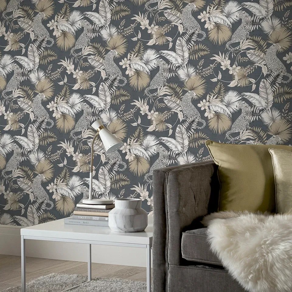 Arthouse Signature 2 Tropical Leopard bézs-szürke leopárdmintás papír tapéta – 909408
