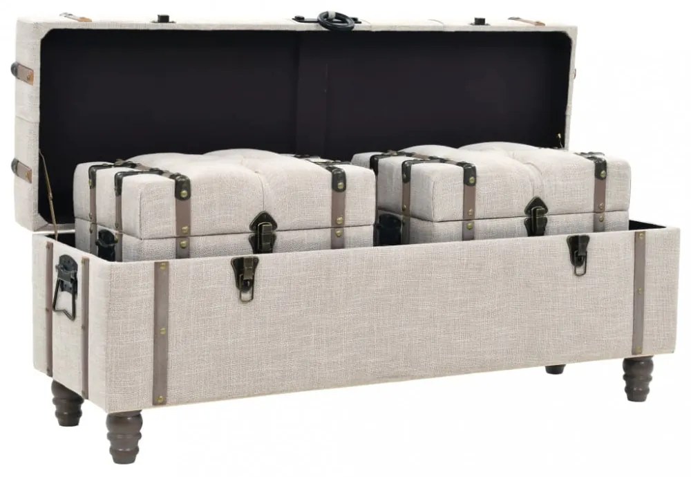 3 db tömör fa és acél tárolópad 112 x 37 x 45 cm