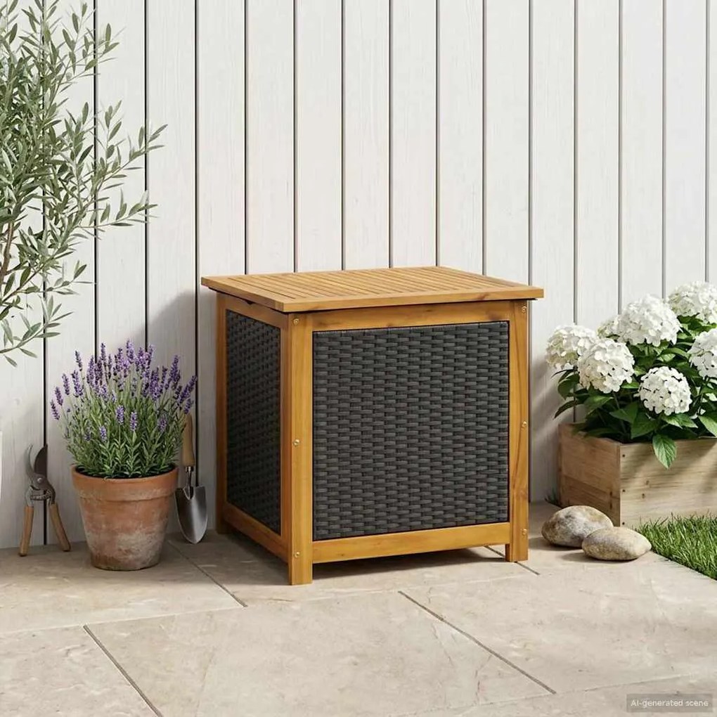 vidaXL Kerti Tároló Doboz 185 L Tömör Akácfa 60 x 50 x 56 cm Fekete