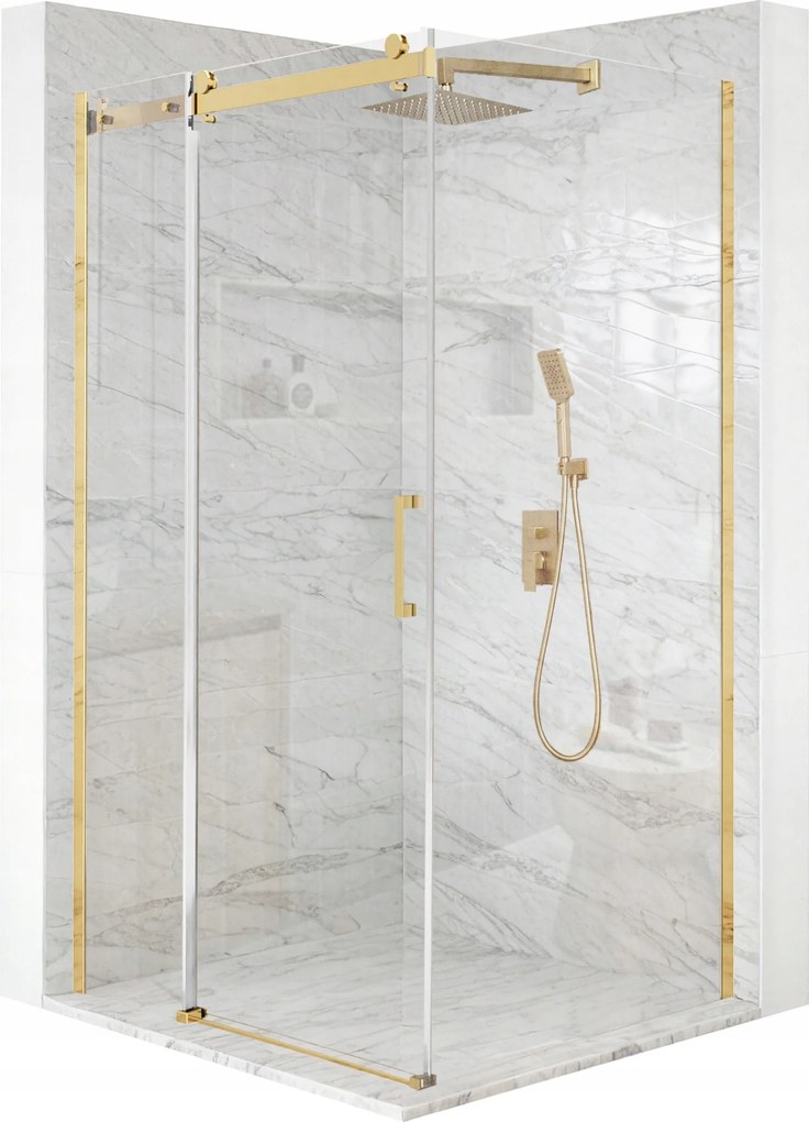 Zuhanykabin 100x100cm Esg üveg 8mm tolóajtó arany bevonat