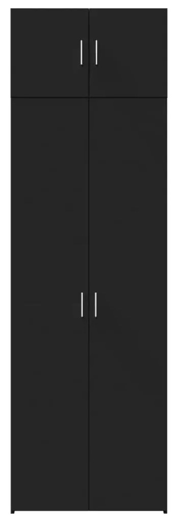 fekete szerelt fa tárolószekrény 70 x 42,5 x 225 cm