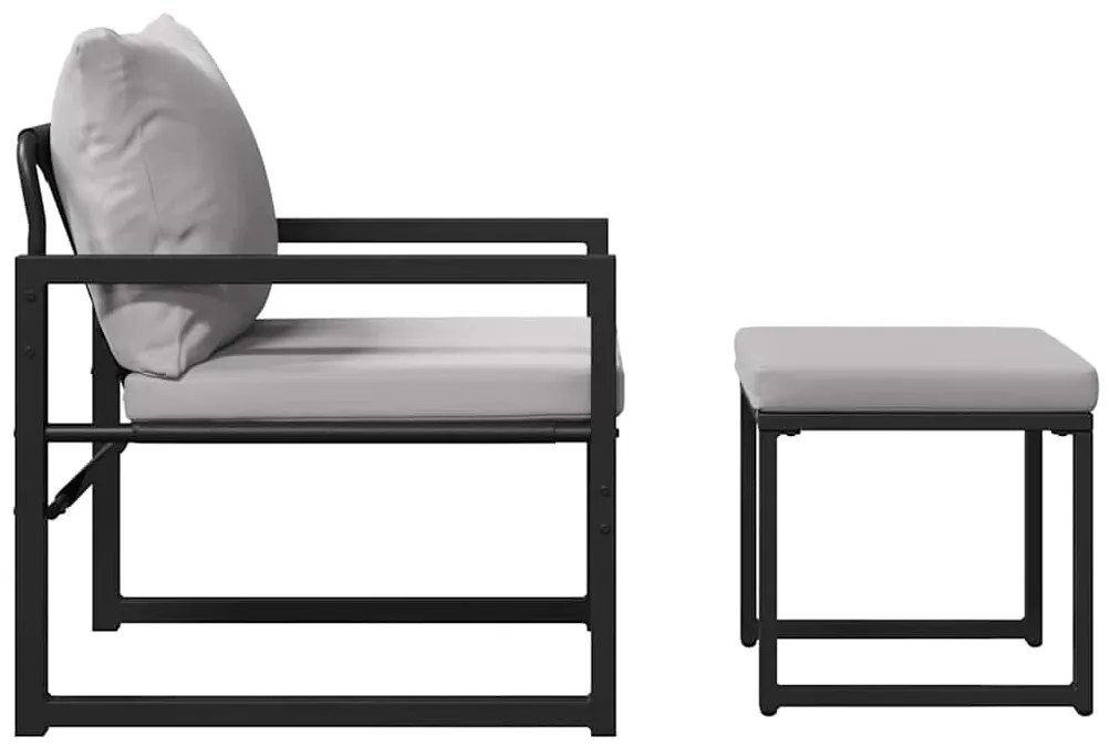 Kerti Kanapé Szett 4 pcs Fekete 61 x 72.5 x 71 cm Acél
