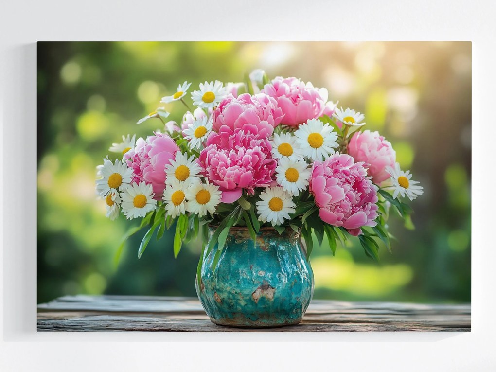 Vászonkép Canvas Dekoráció Virágok Bazsarózsa Margaréta Csokor 60x40