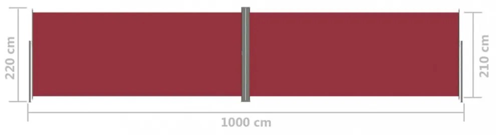 piros behúzható oldalsó napellenző 220 x 1000 cm