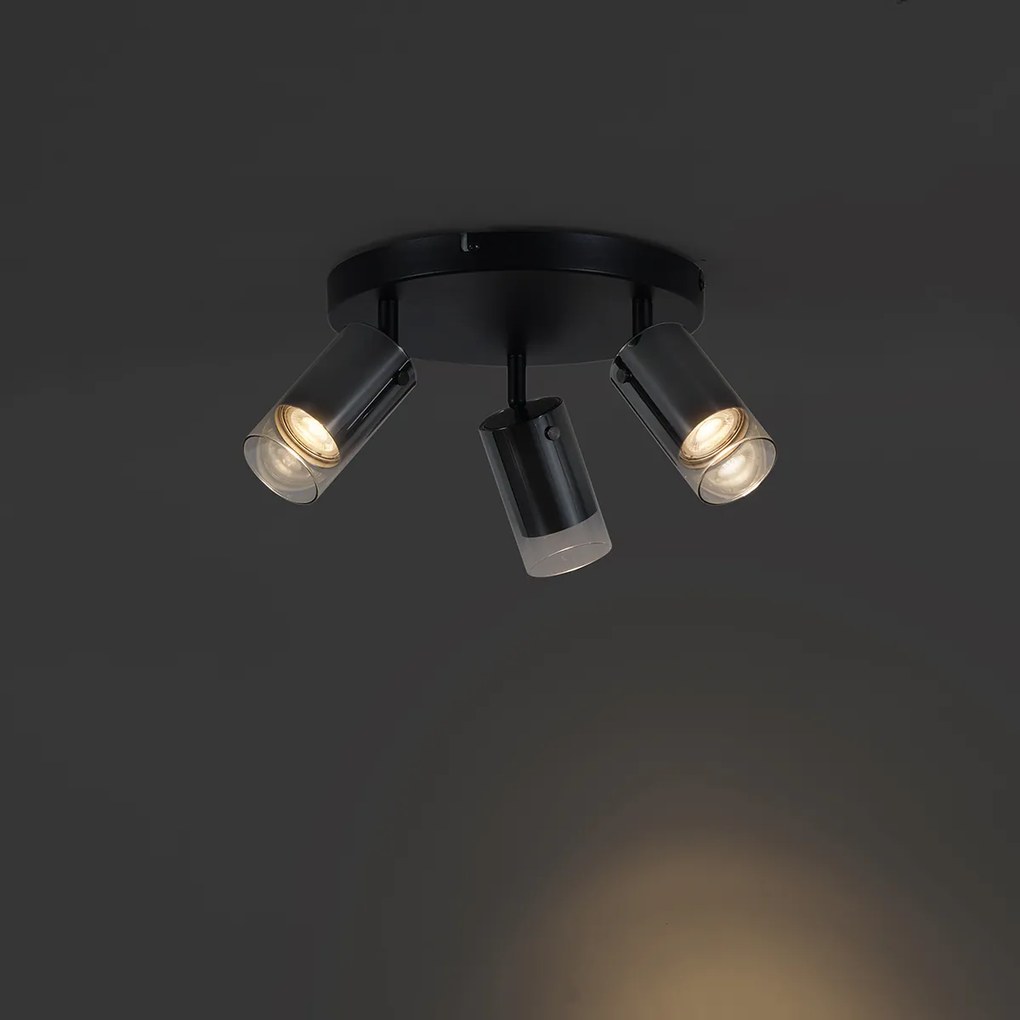 Mennyezeti spotlámpa gunmetal kerek 3-lámpás forgatható és állítható - Drain