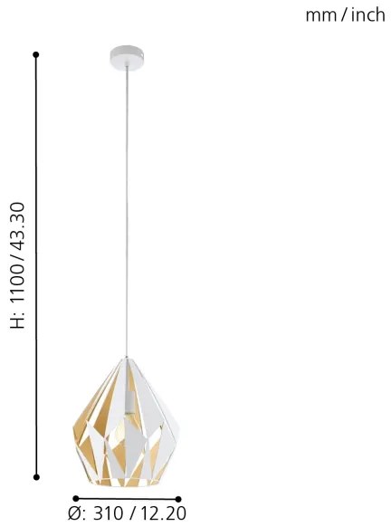 Eglo 49932 - függeszték CARLTON 1 1xE27/60W/230V