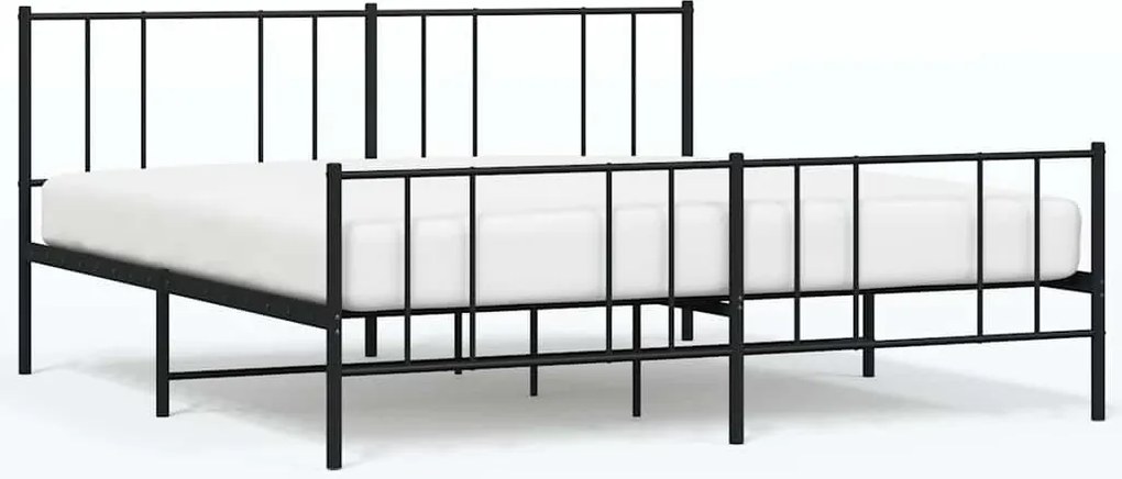 vidaXL fekete fém ágykeret fej- és lábtámlával 193 x 203 cm