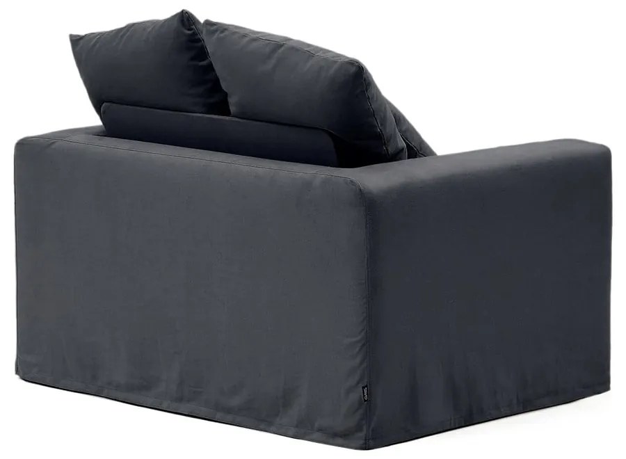 Antracitszürke len fotel Nora – Kave Home