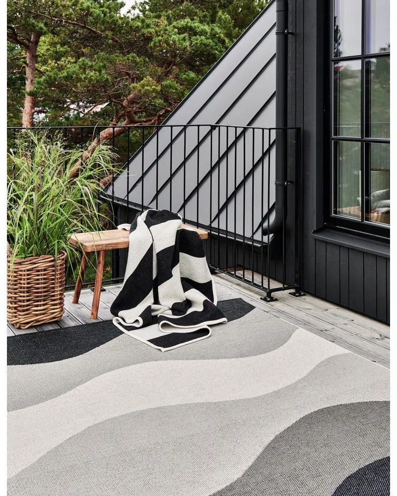 Fekete-fehér gyapjúkeverék takaró 140x180 cm Bob Black Vanilla – Pappelina