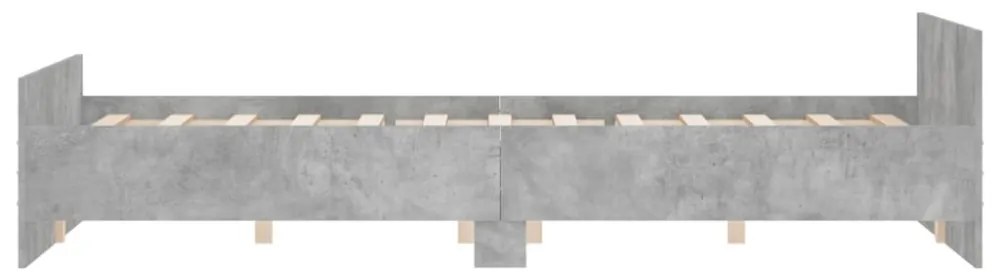 betonszürke ágykeret fej- és lábtámlával 140 x 200 cm