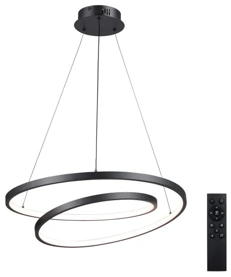 Brilagi-LED Dimmelhető kábeles csillár TWISTER LED/48W/230V átm. 50 cm fekete + távirányító