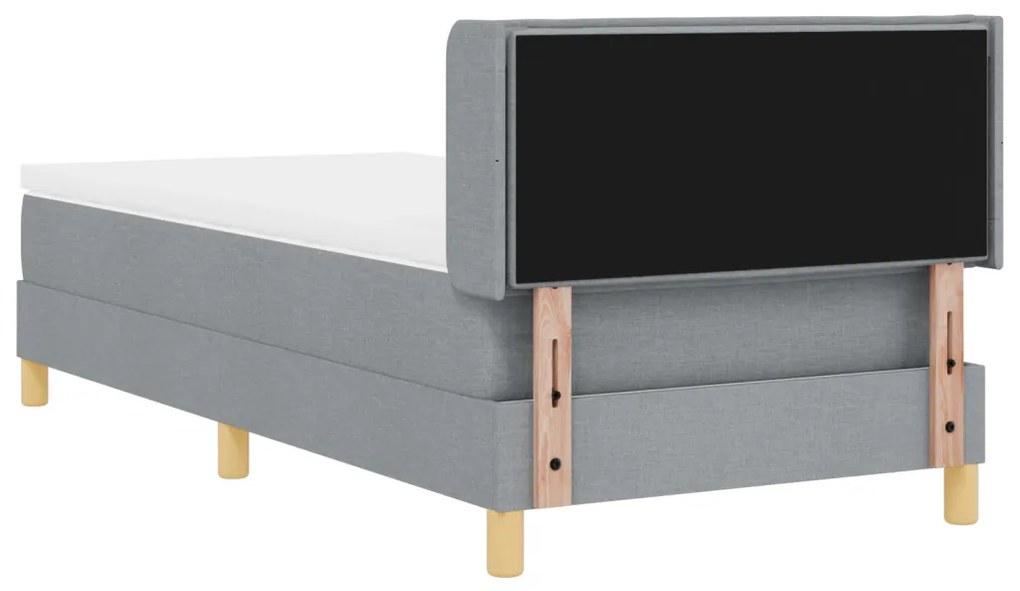 Boxspring ágy matraccal világosszürkében, 100 x 200 cm, szövet