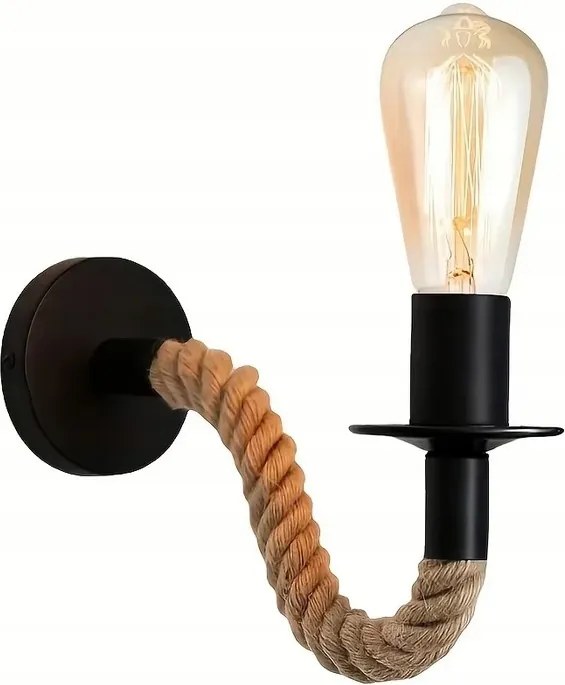 Fali Lámpa Loft Ipari Boho Állítható Juta Zsinór E27