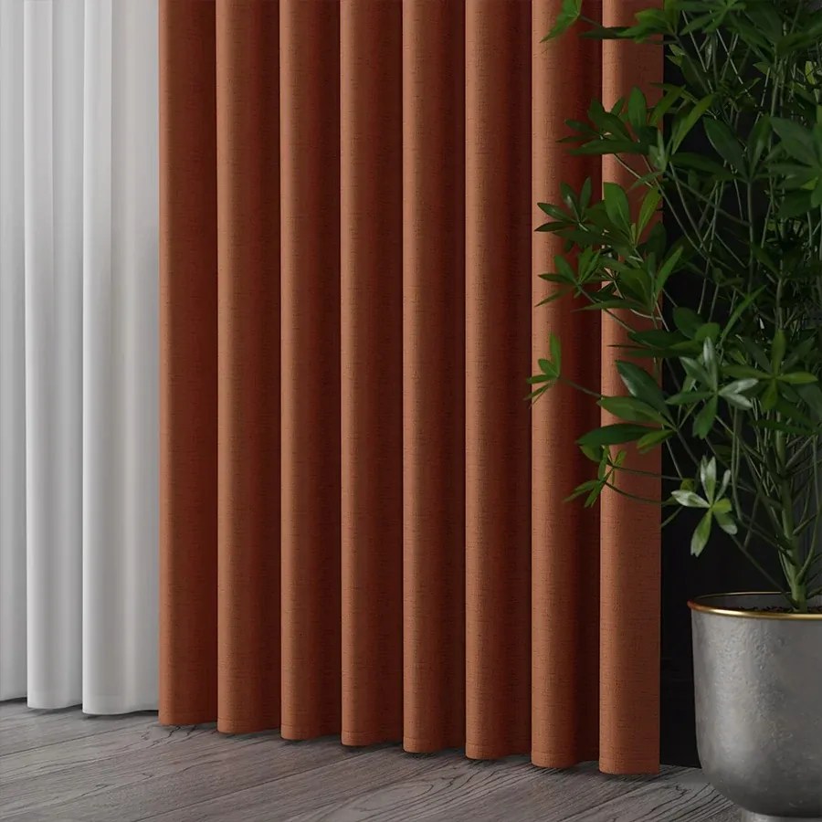 Kétoldalas Szövet Függönyanyag Frida 310cm rozsdabarna