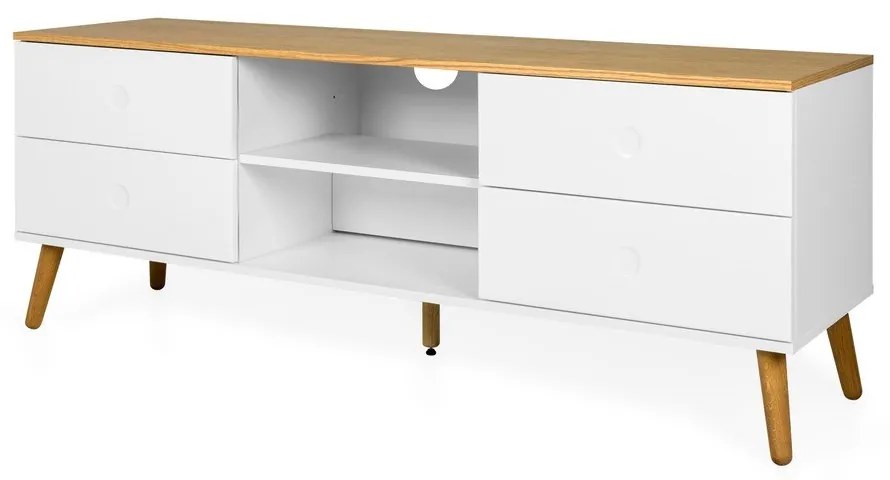 Dot fehér TV-állvány tölgyfa dekorral, szélesség 162 cm - Tenzo