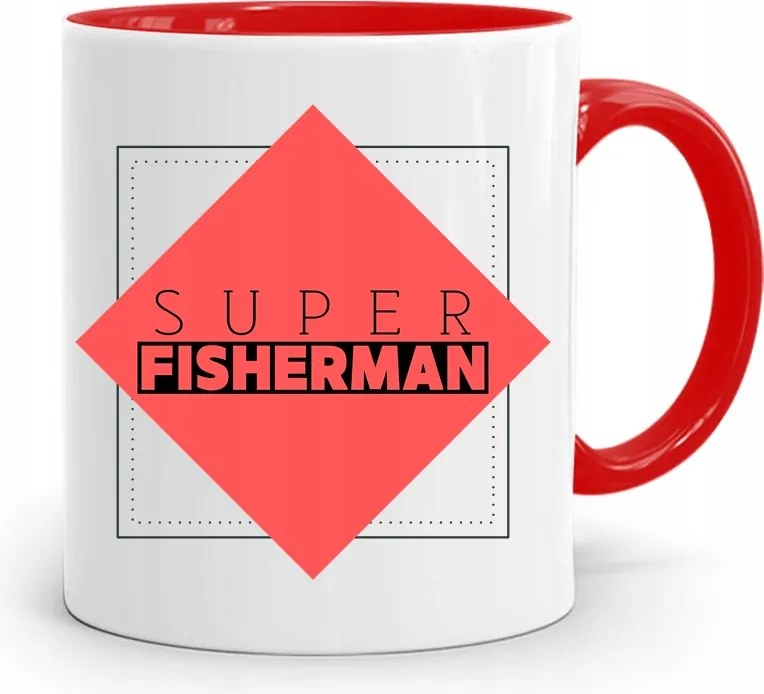 Piros Horgász Bögre Fisherman Ajándék fényképes nyomtatással