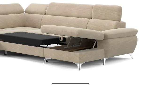 CATANIA U alakú, balos, tárolós sarokkanapé, bézs