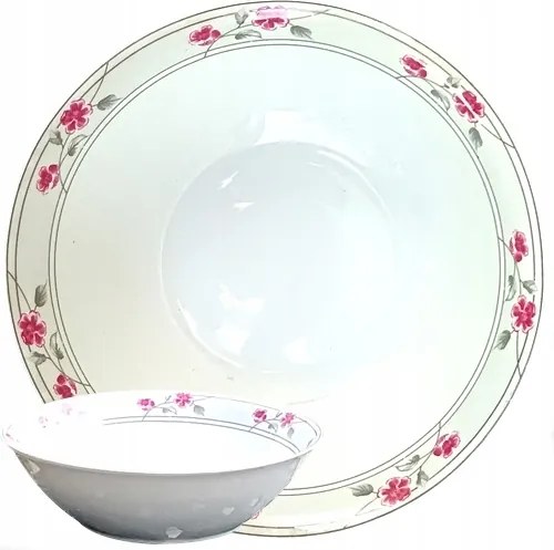 Saláta tálaló Porcelán 23CM Rózsa Platina Kerámia Tál Mély