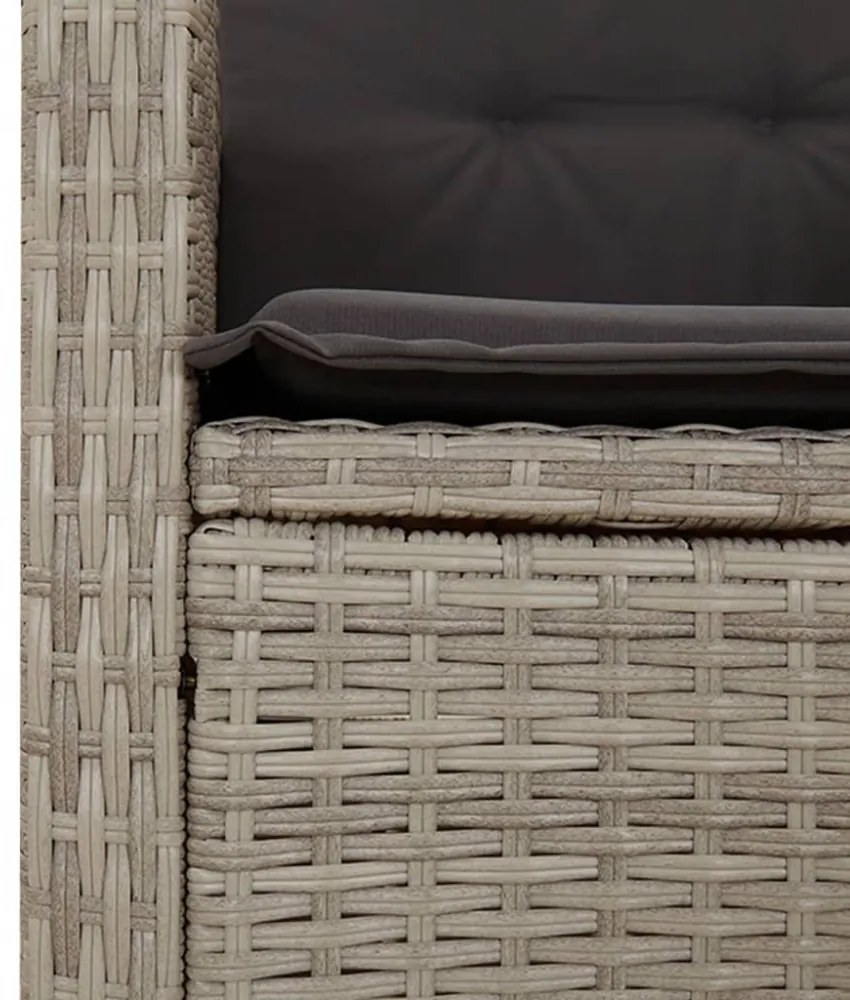 világosszürke polyrattan dönthető kerti pad párnával