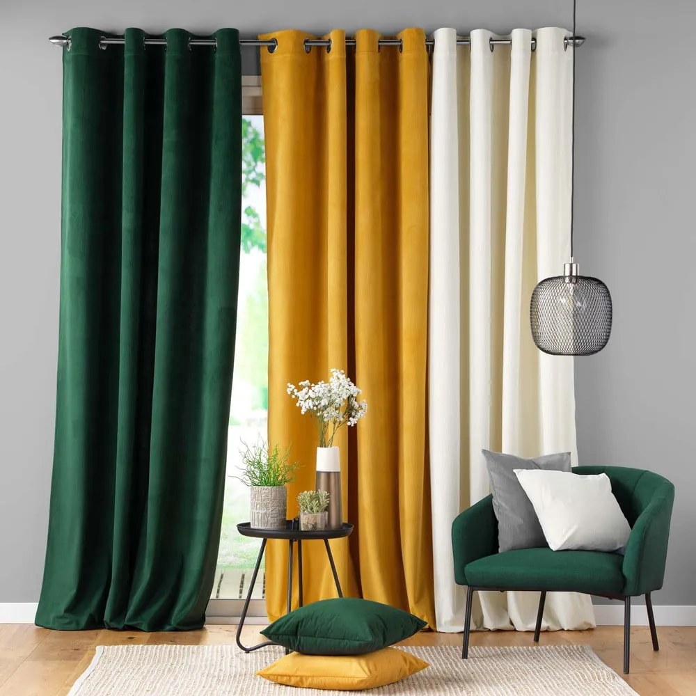 Zöld kordbársony függöny 140x260 cm Casual – douceur d'intérieur