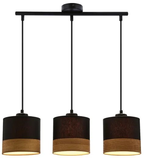 Csillár zsinóron PORTO 3xE27/60W/230V fekete/barna