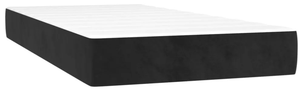 fekete bársony rugós és LED-es ágy matraccal 90x190 cm