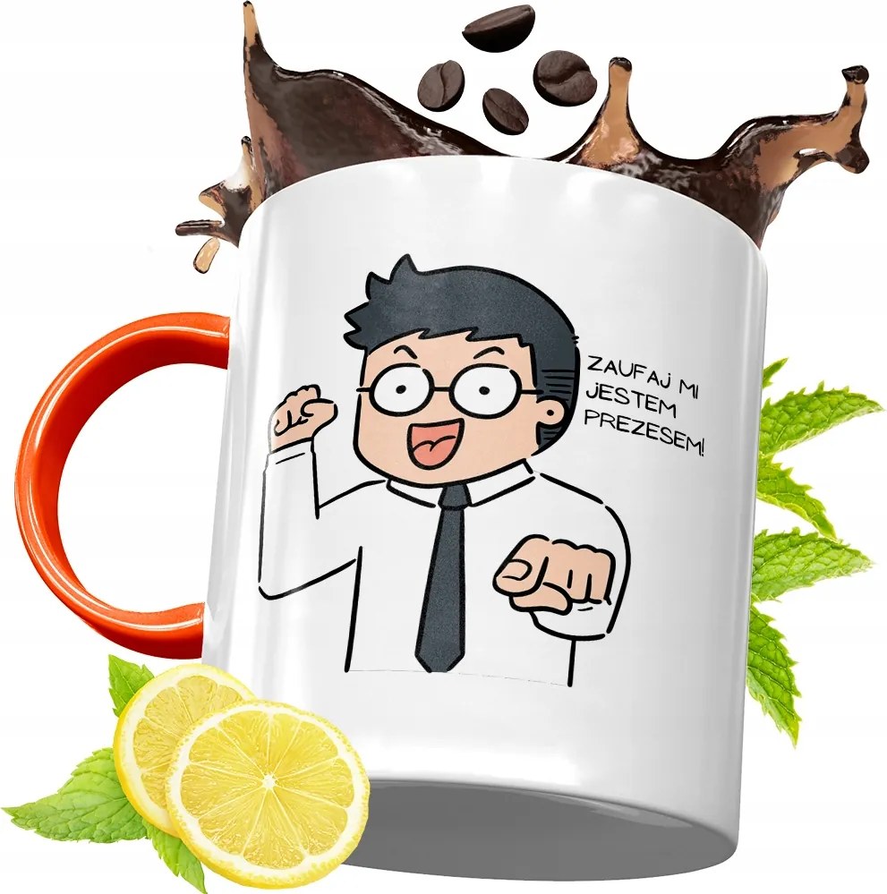 Narancssárga Bögre Elnöknek Ajándék fényképes nyomtatással