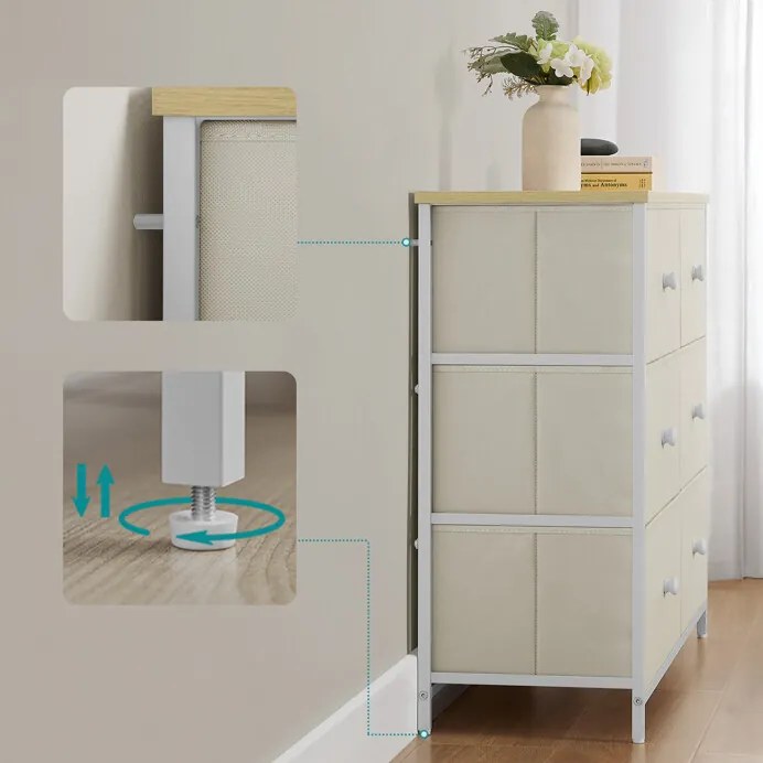 Bézs Fém Komód 80×30×71 cm. AUK-E1033 WT