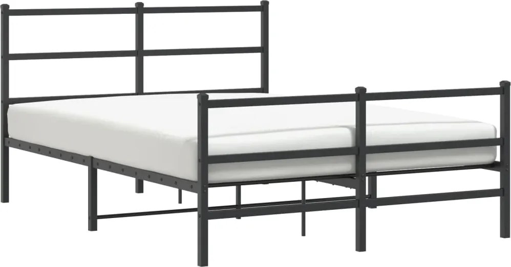 vidaXL fekete fém ágykeret fej- és lábtámlával 140 x 190 cm