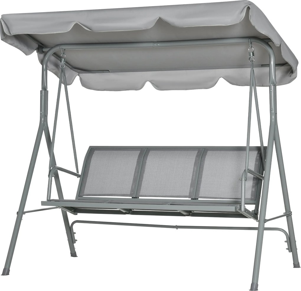 Outsunny Hollywood Lengőfotel Állítható Napernyővel, 3-Fős Kerti Lengőszék Csúszásmentes Lábakkal, 240 kg-ig Terhelhető Pihenőszék Kerthez és Teraszho