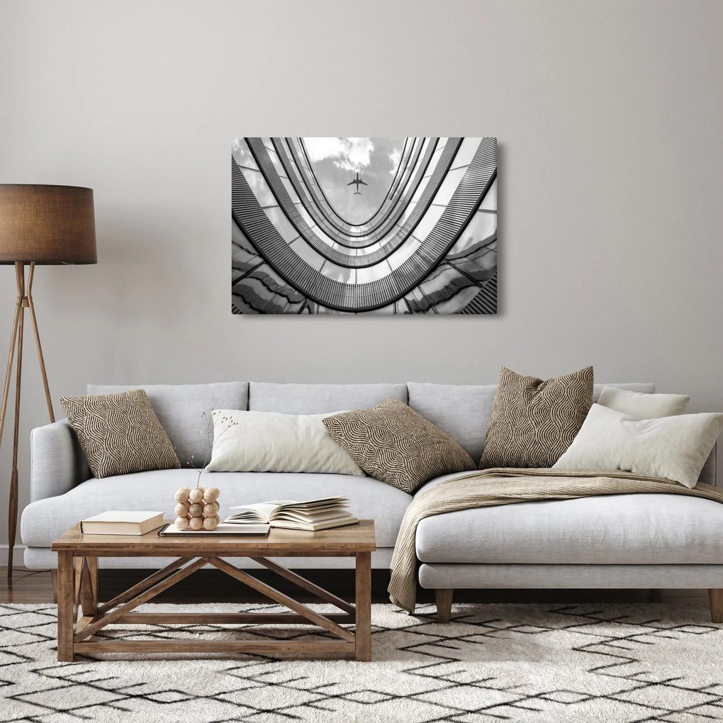 Kép - Repülőgép az épület felett (90x60 cm)