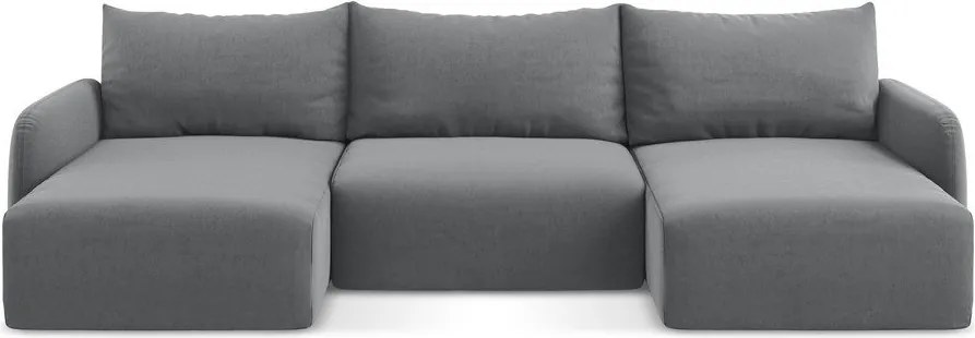 Szürke bársony kinyitható-tárolóhelyes (U alakú) sarokkanapé Kalena – Makamii