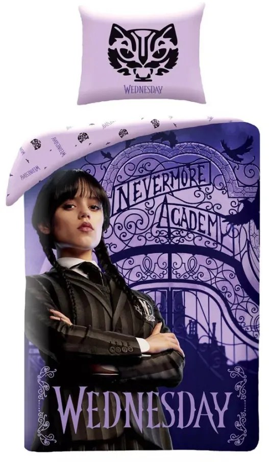 Wednesday Nevermore Academy ágyneműhuzat 140×200cm, 70×90 cm