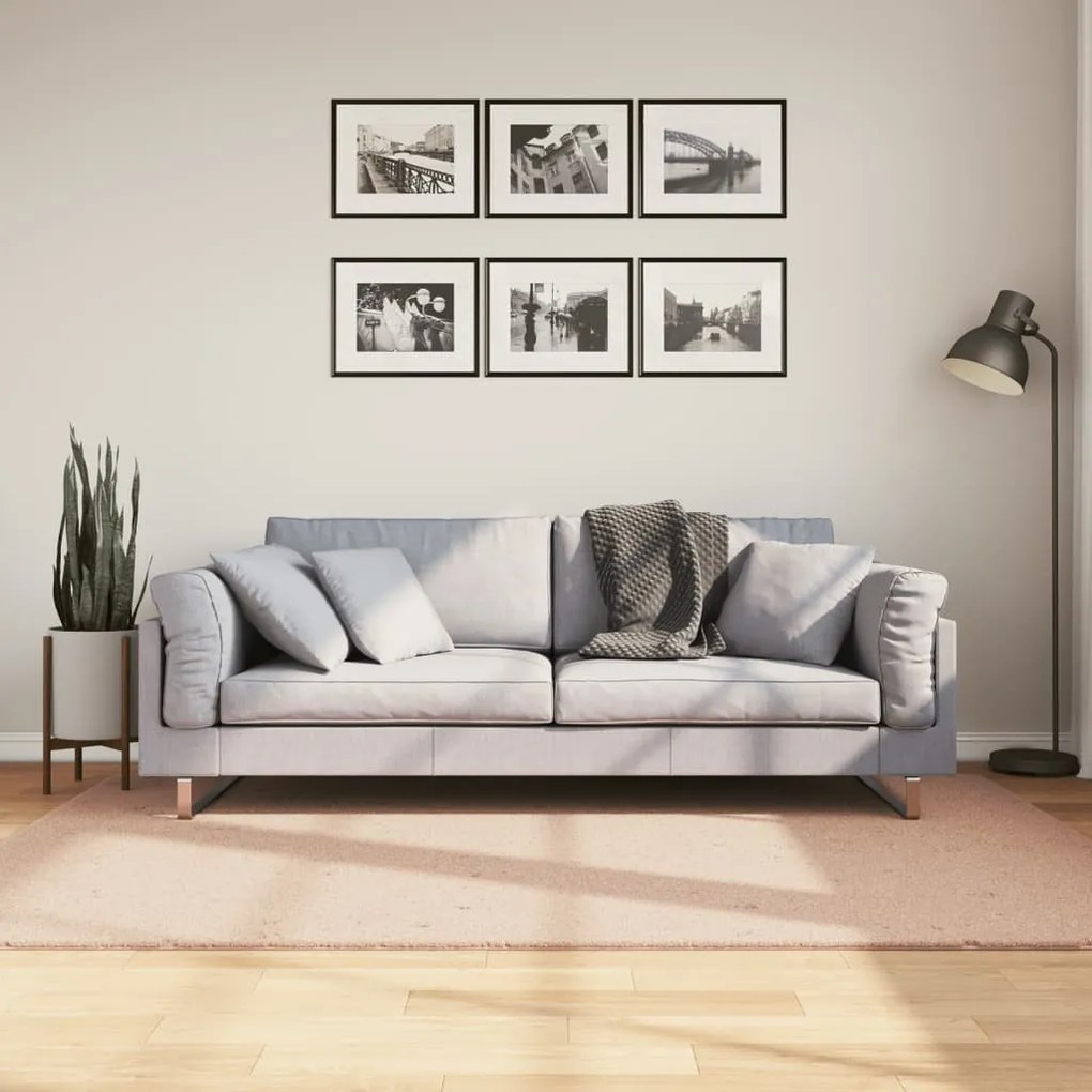 HUARTE púderszínű rövid szálú puha és mosható szőnyeg 140x200cm
