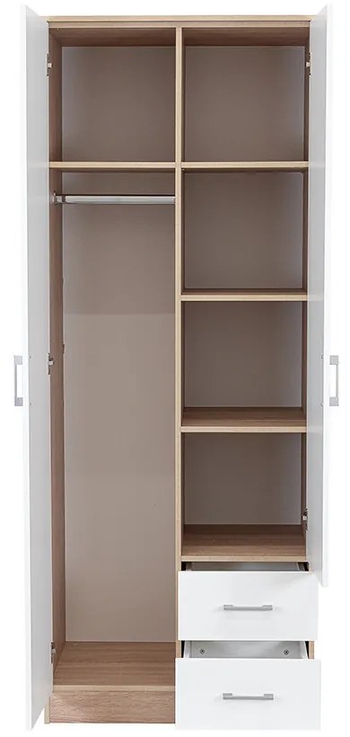 Miami gardróbszekrény 80x205 cm fehér-sonoma tölgy