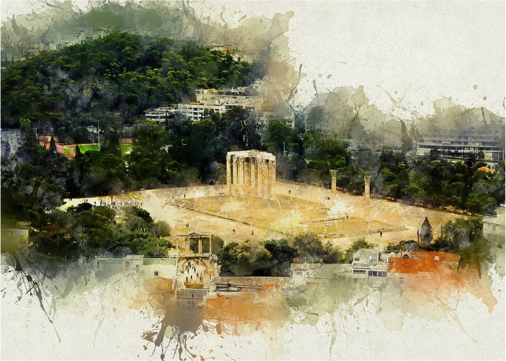 Kép - Zeusz temploma, Athén, Görögország (üvegen) (70x50 cm)