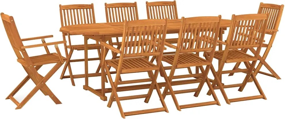 vidaXL 9 részes tömör akácfa kerti étkezőgarnitúra 220x90x75 cm