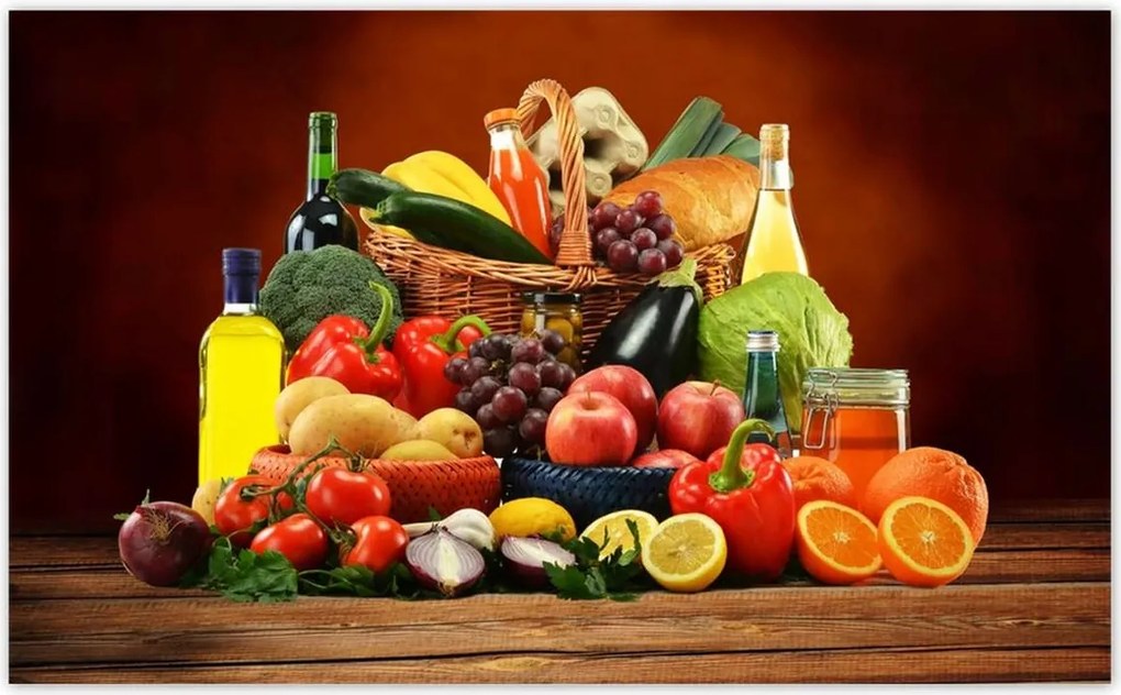 Fotótapéták 520x318 Gyümölcsök Zöldségek a konyhában